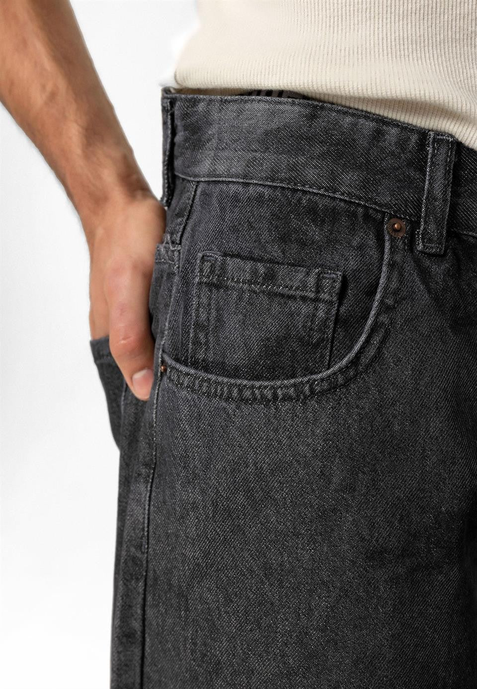 Lazer Baskılı Baggy Jean