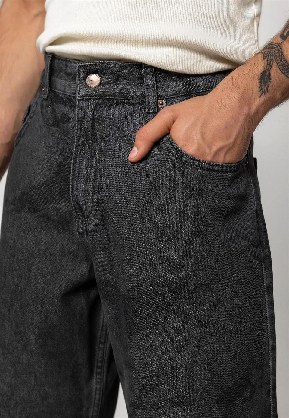 Lazer Baskılı Baggy Jean