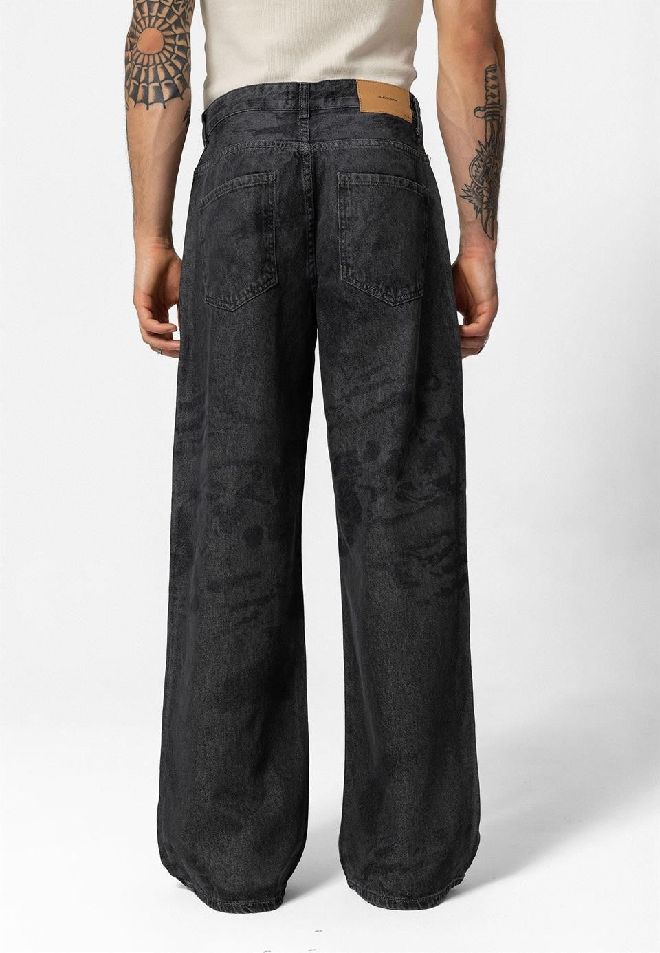 Lazer Baskılı Baggy Jean