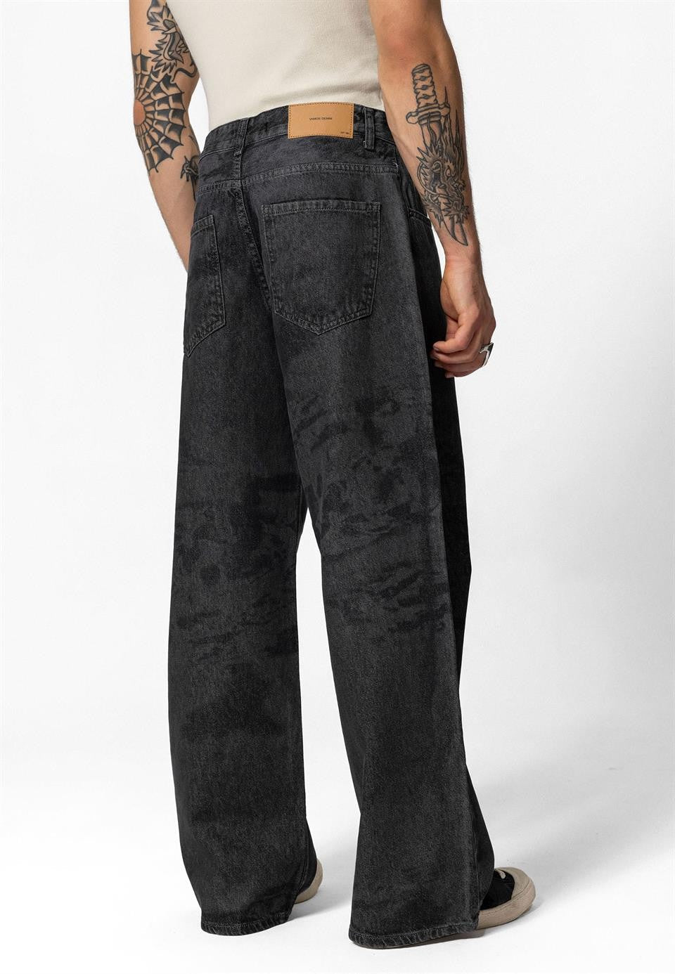 Lazer Baskılı Baggy Jean