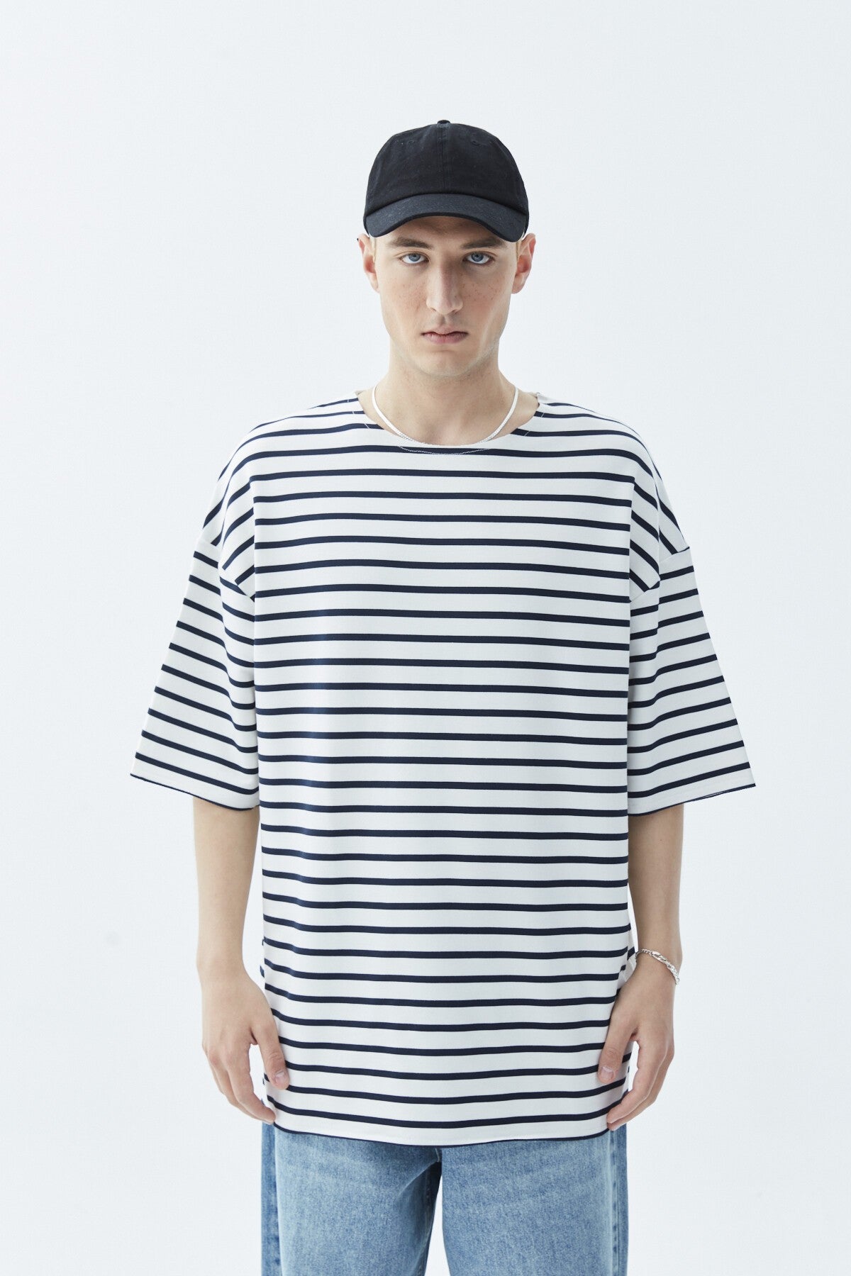 Oversize Çizgili Tişört