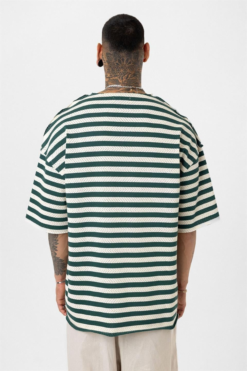 Çizgili Oversize Triko Tişört