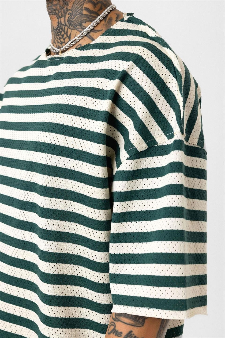 Çizgili Oversize Triko Tişört
