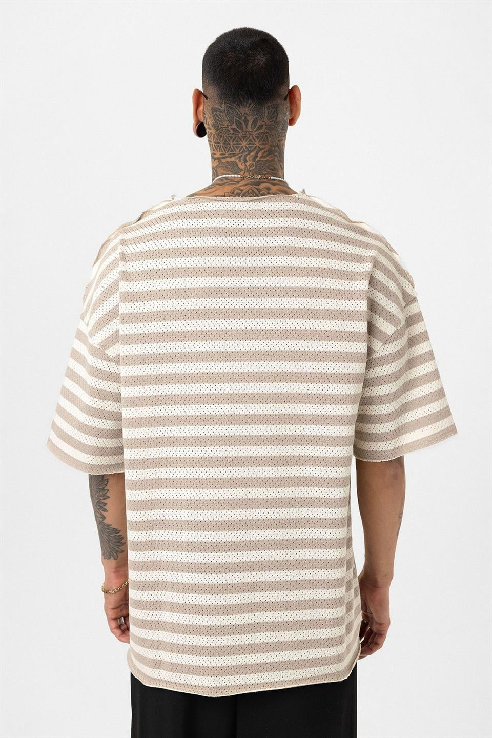 Çizgili Oversize Triko Tişört