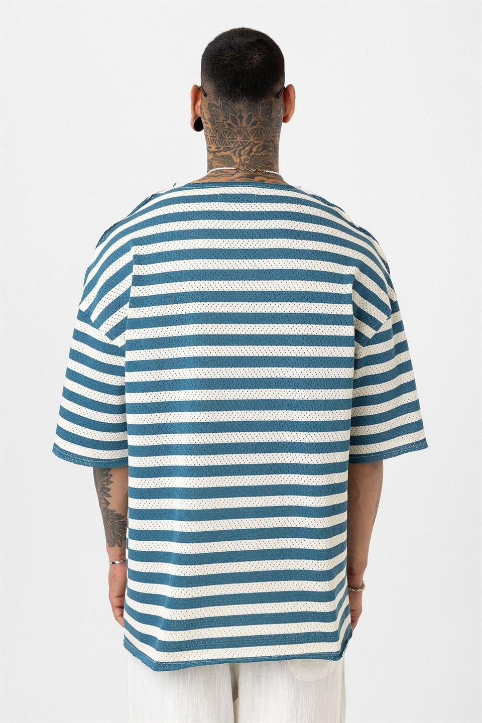 Çizgili Oversize Triko Tişört