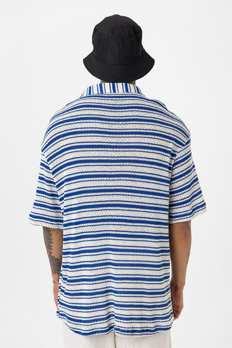 Oversize Çizgili Triko Tişört