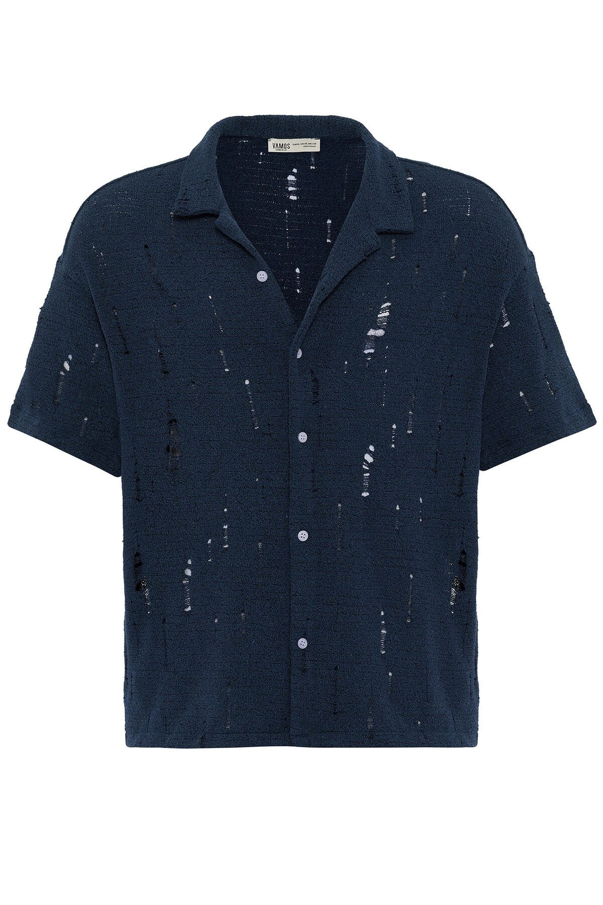 Oversize Deliklı Triko Gömlek