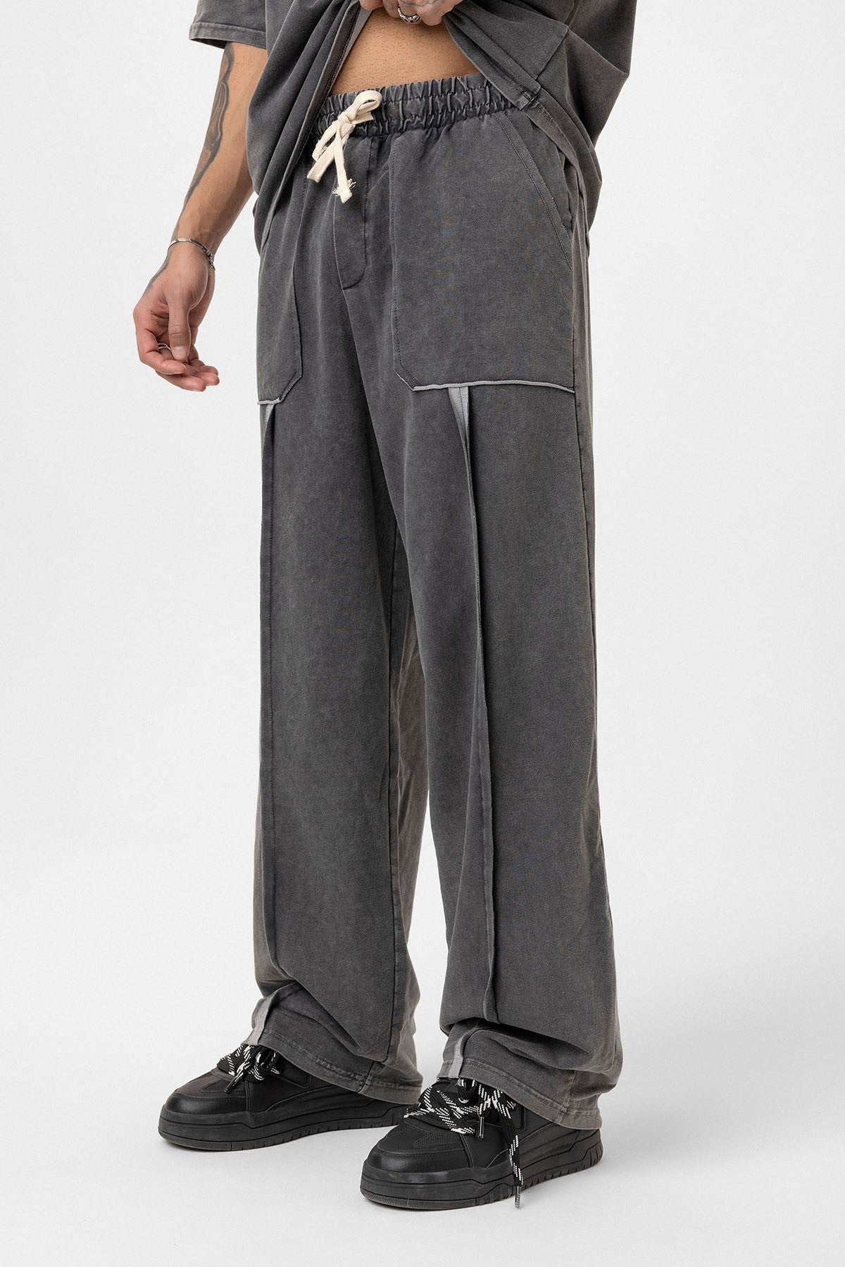 Yıkamalı Baskılı Oversize Eşofman Takım