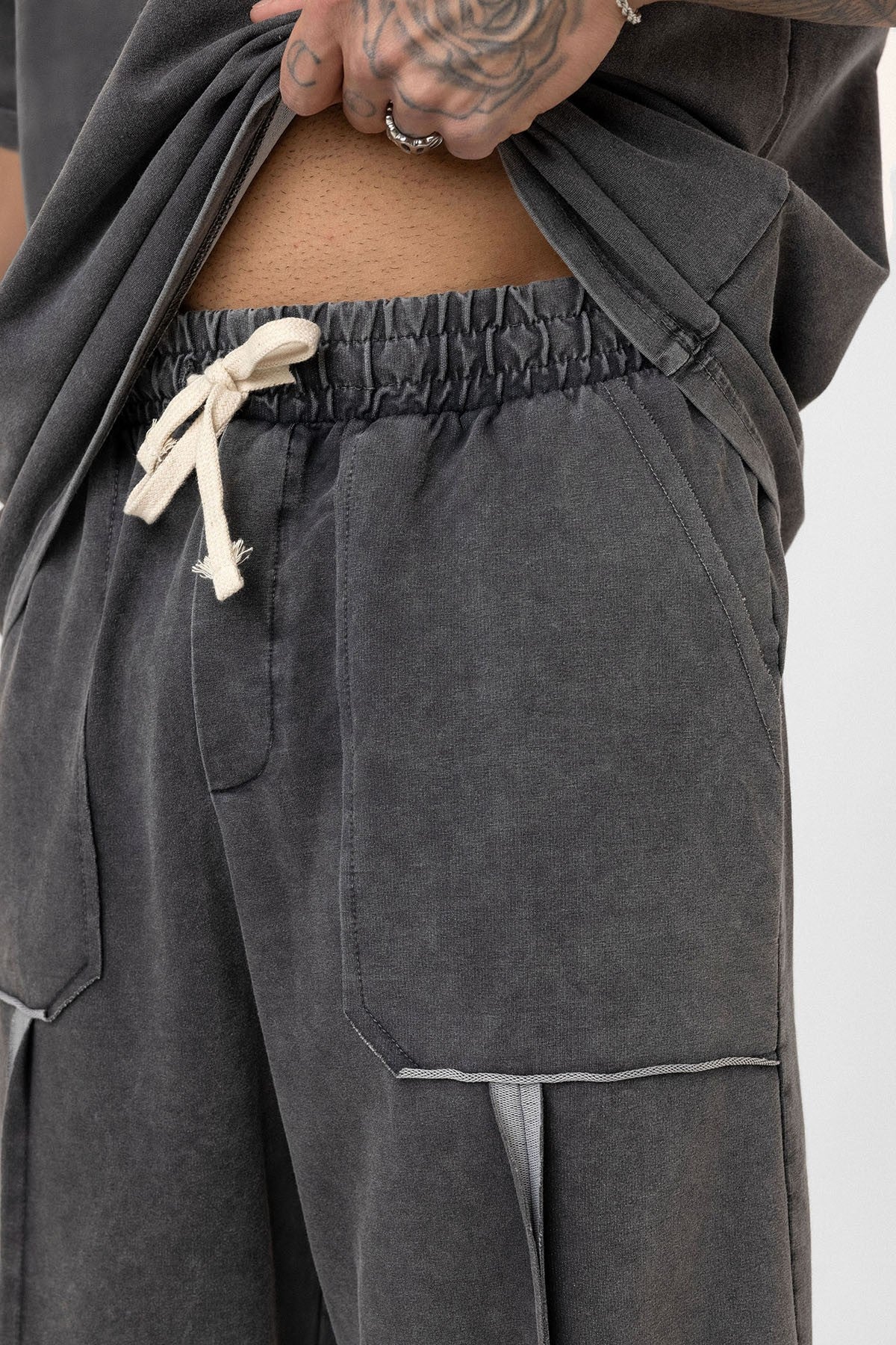 Yıkamalı Baskılı Oversize Eşofman Takım
