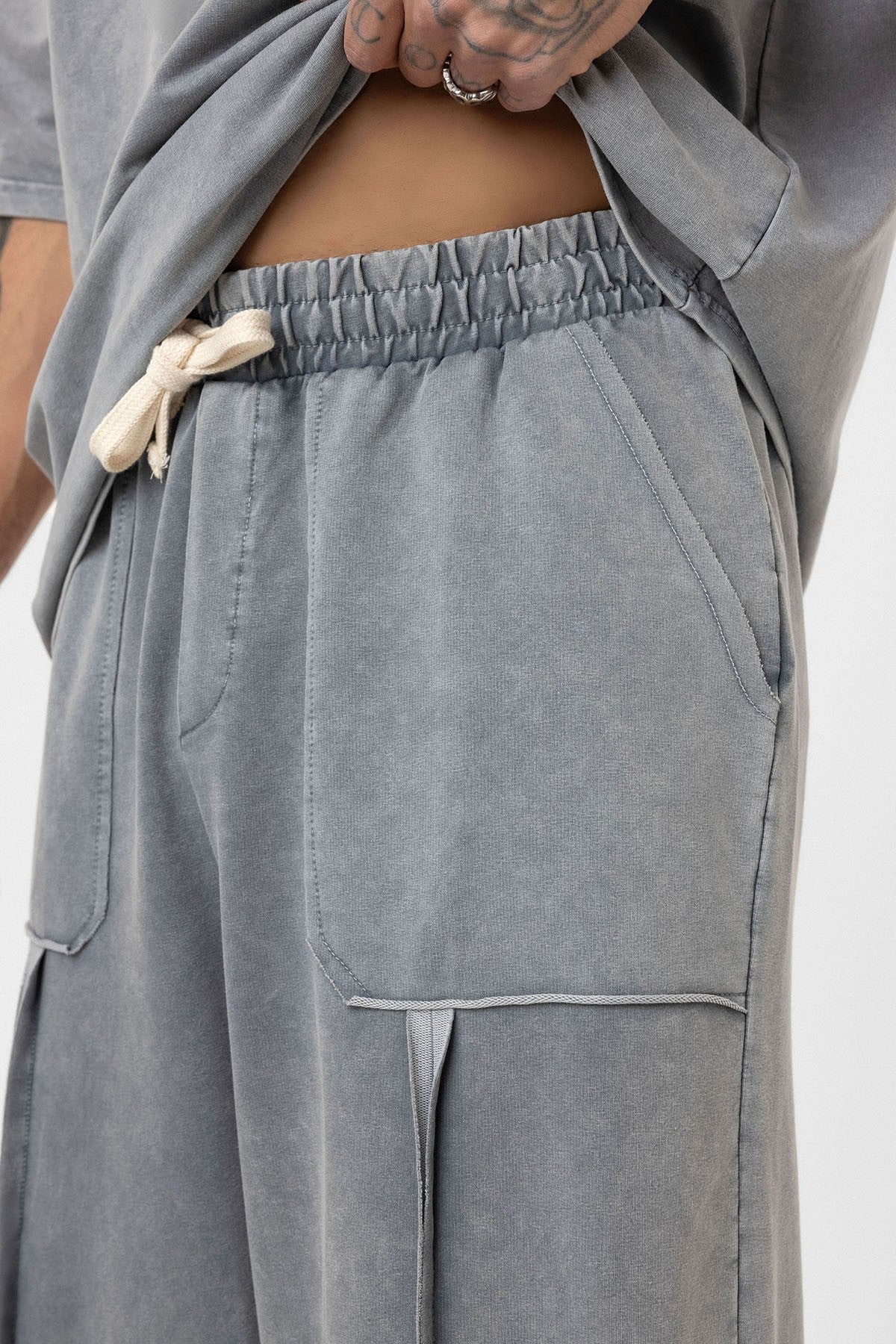Yıkamalı Baskılı Oversize Eşofman Takım