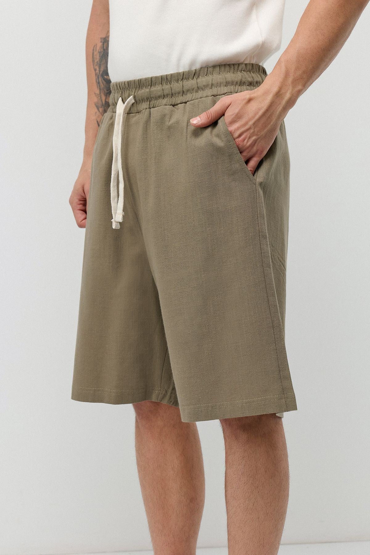 Basic Oversize Keten Şort