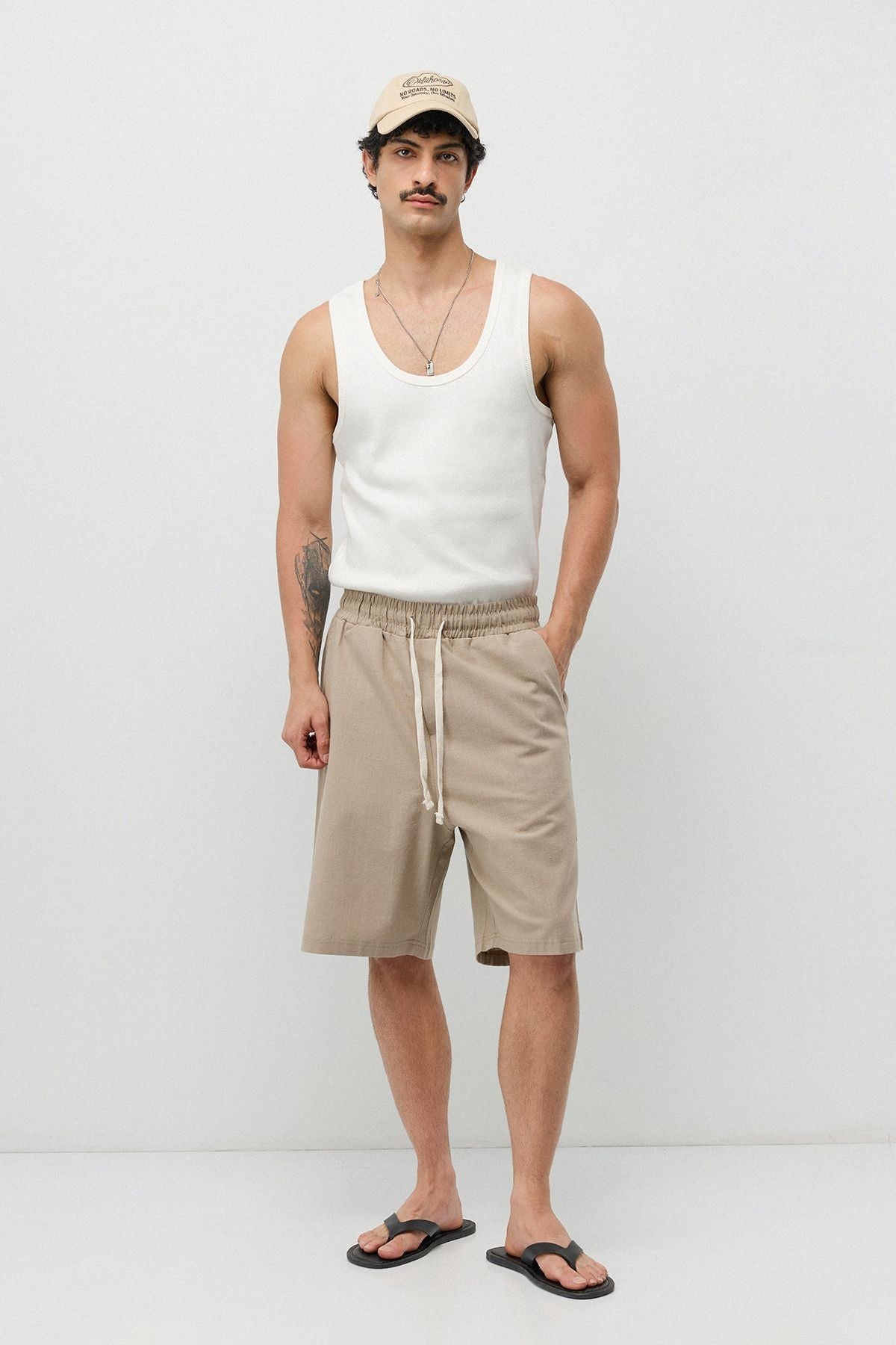 Basic Oversize Keten Şort
