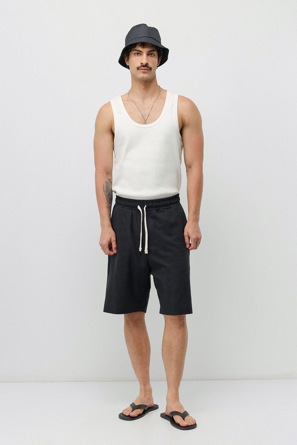Basic Oversize Keten Şort