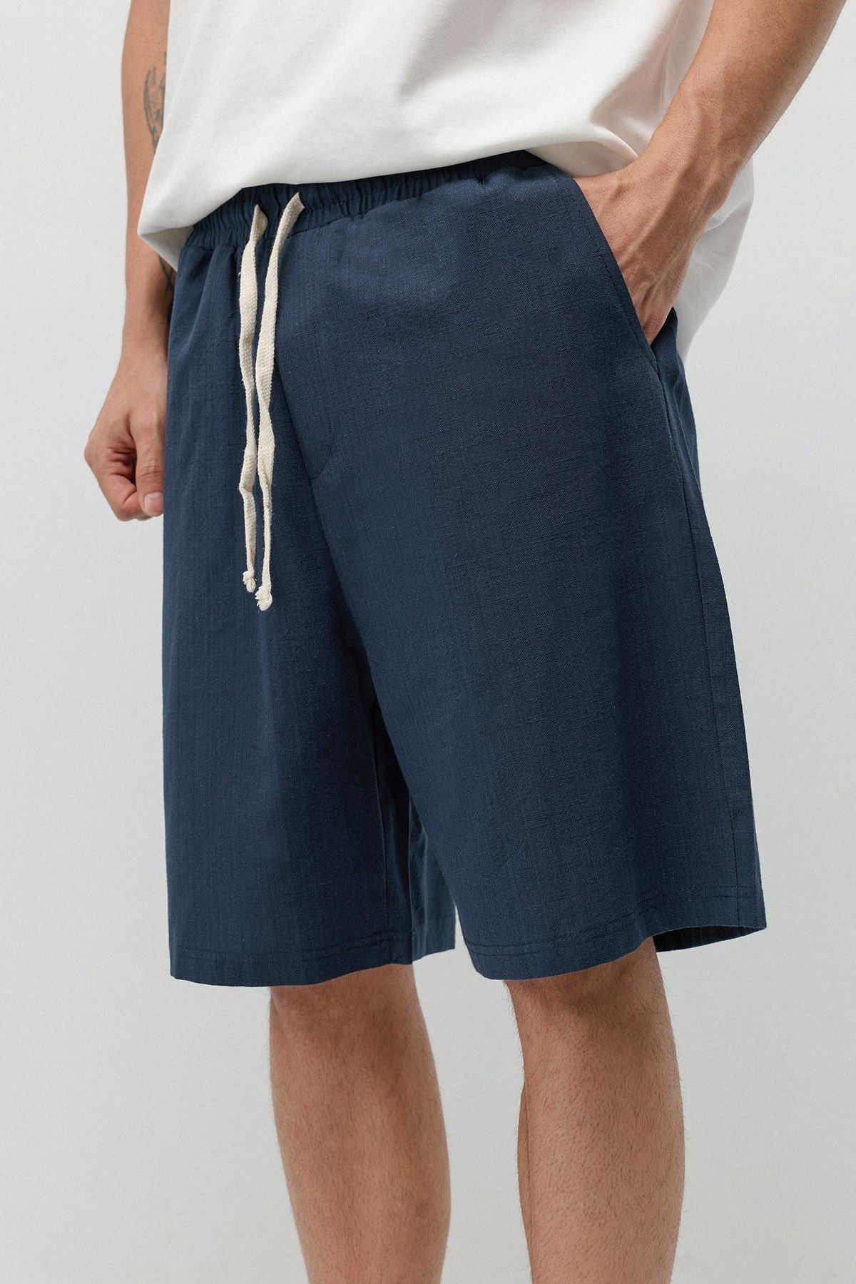 Basic Oversize Keten Şort