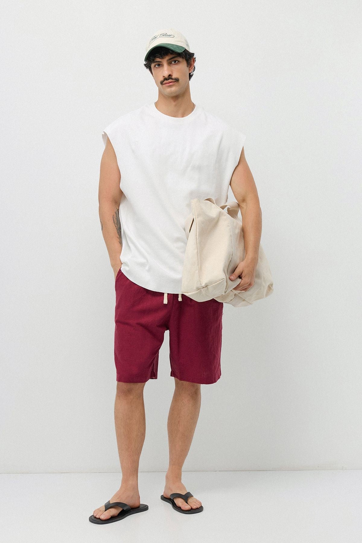 Basic Oversize Keten Şort