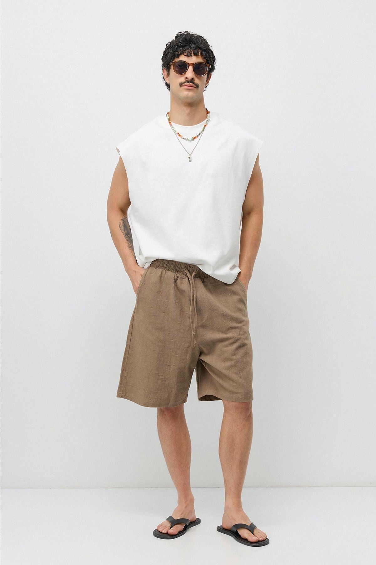 Basic Oversize Keten Şort