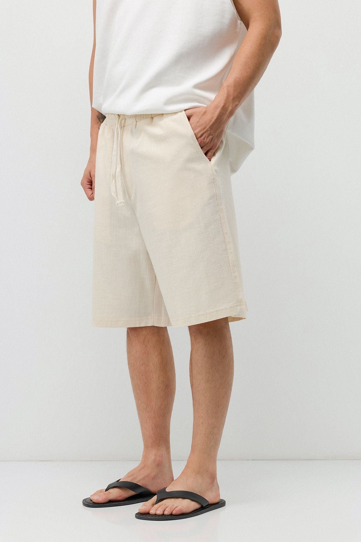 Basic Oversize Keten Şort
