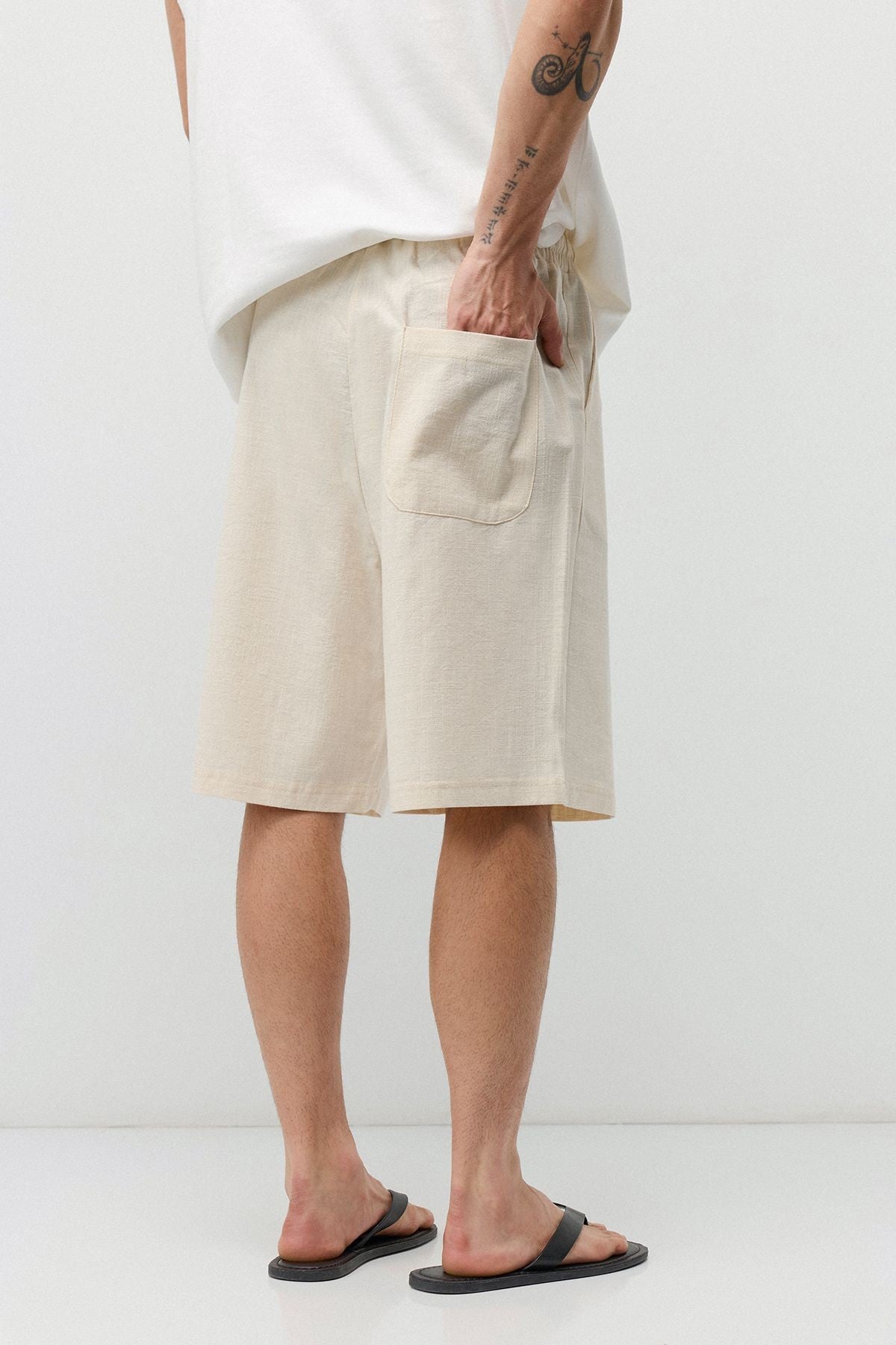 Basic Oversize Keten Şort