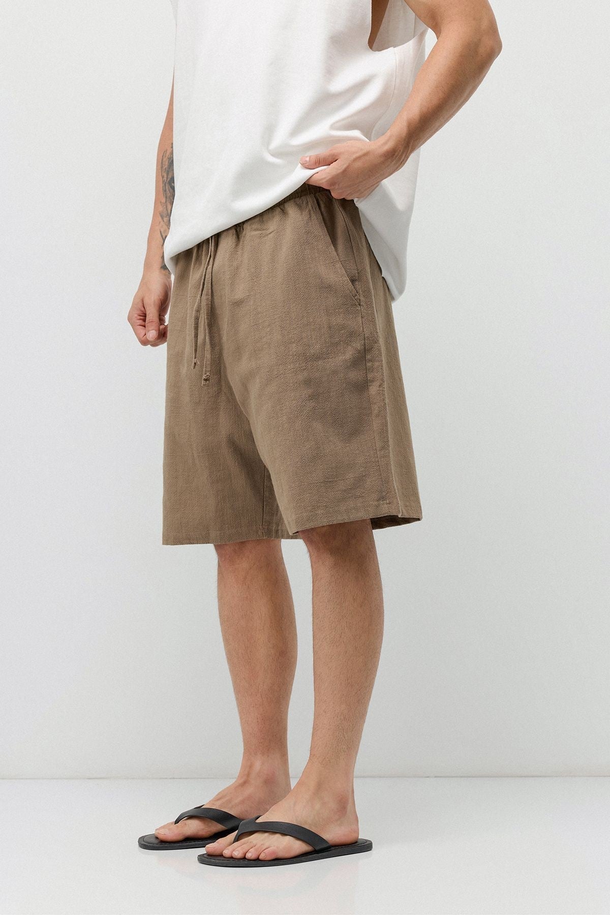 Basic Oversize Keten Şort