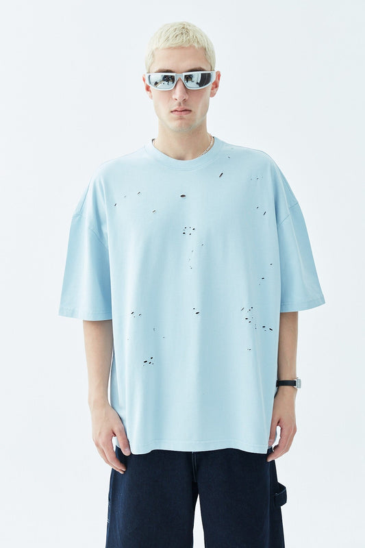 Yırtık Detaylı Oversize Tişört