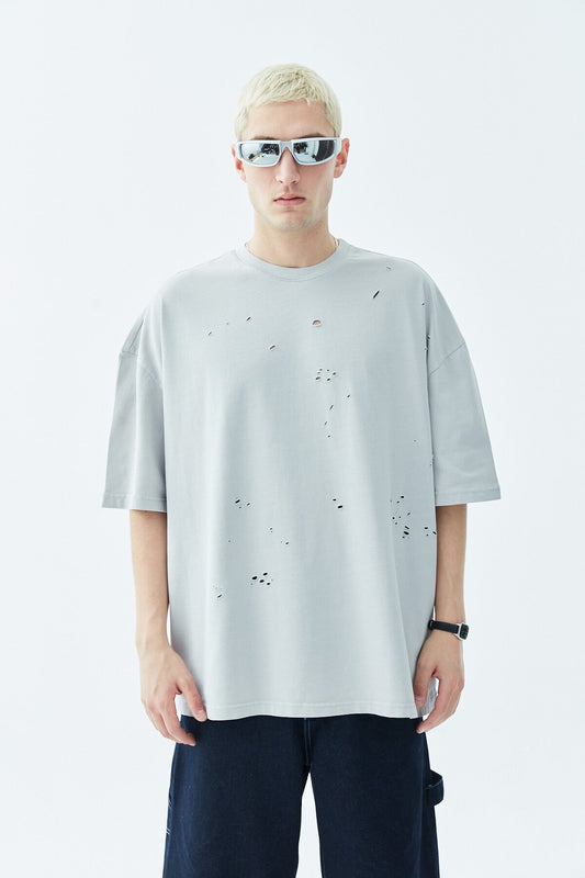 Yırtık Detaylı Oversize Tişört