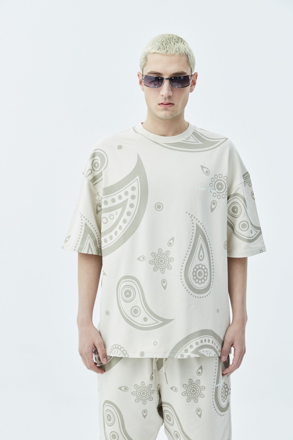 Oversize Desenli Şort Tişört Takım