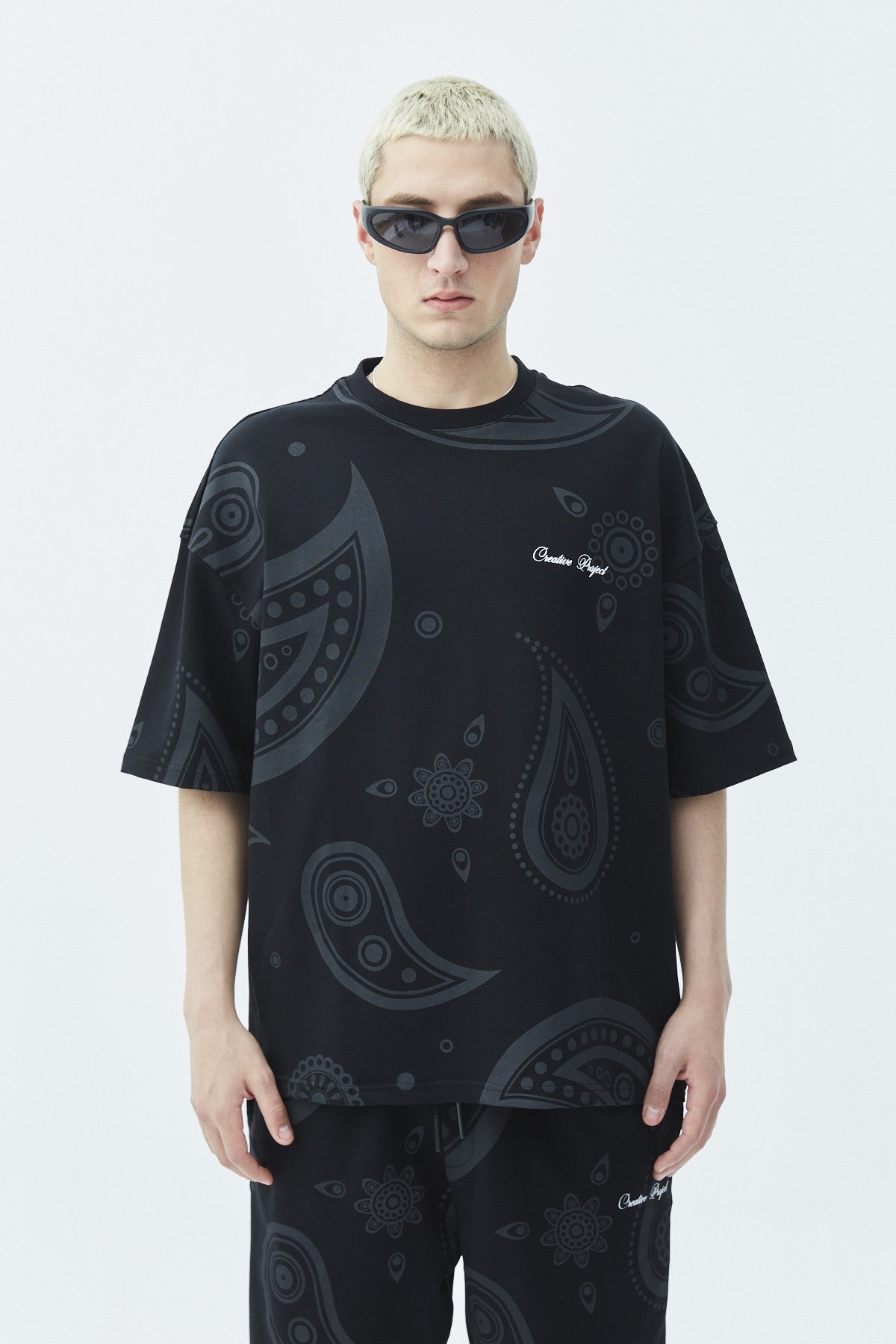 Oversize Desenli Şort Tişört Takım