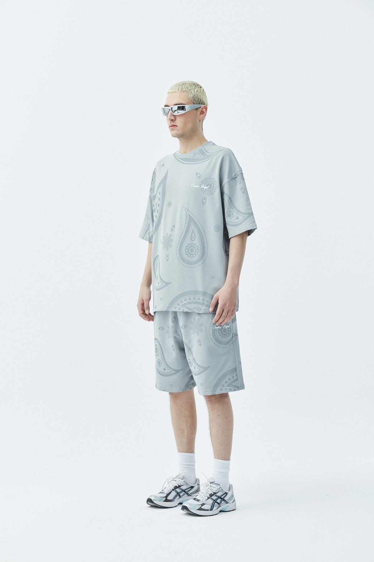 Oversize Desenli Şort Tişört Takım