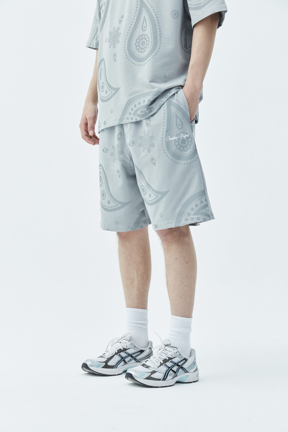 Oversize Desenli Şort Tişört Takım