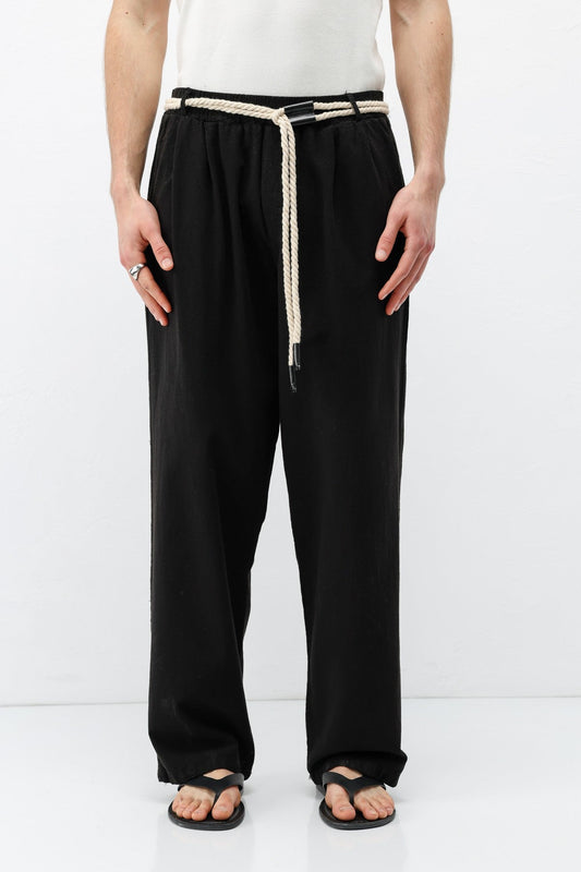 Kemer Detaylı Oversize Keten Pantolon