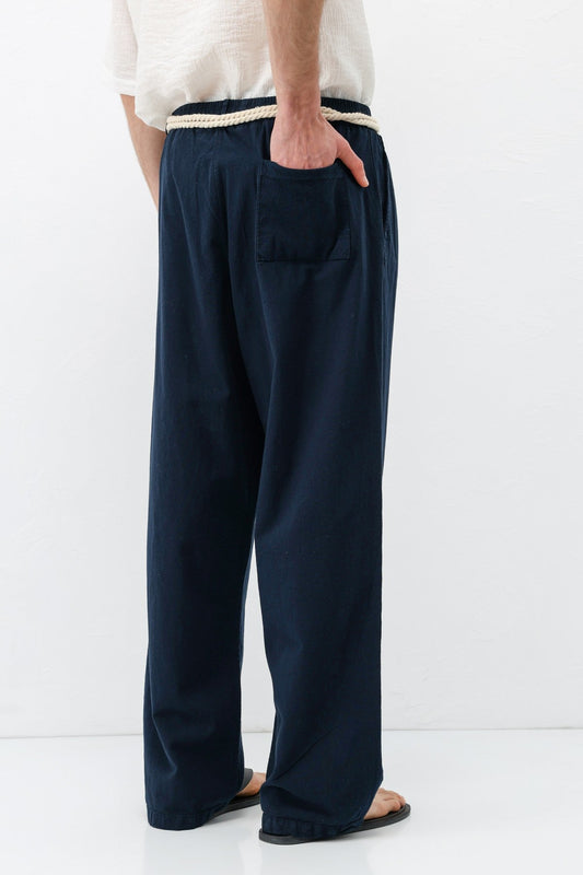 Kemer Detaylı Oversize Keten Pantolon
