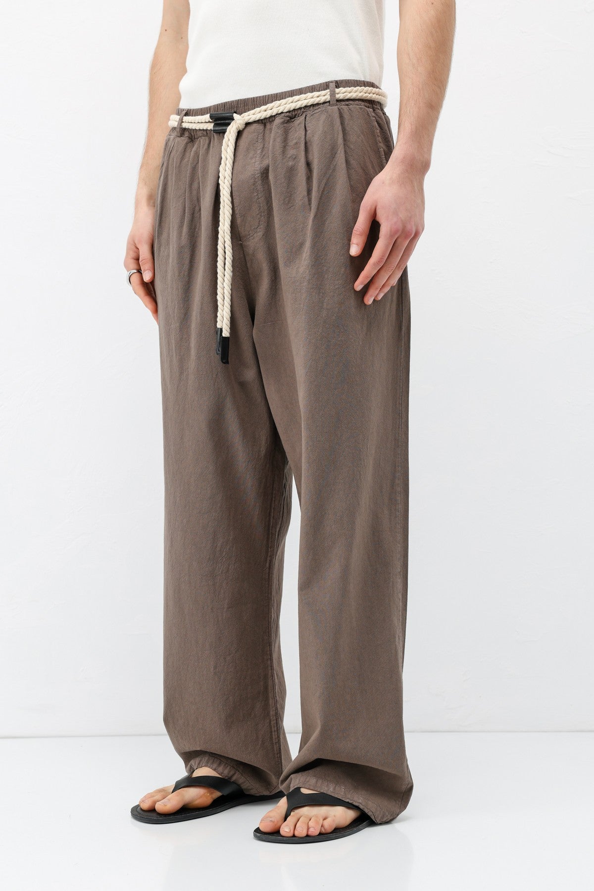 Kemer Detaylı Oversize Keten Pantolon
