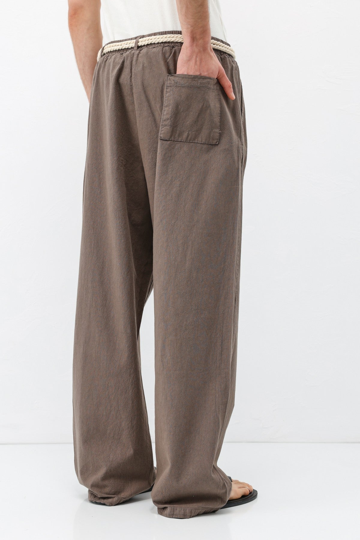 Kemer Detaylı Oversize Keten Pantolon