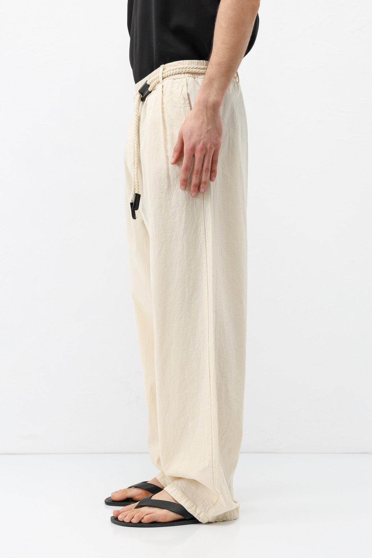 Kemer Detaylı Oversize Keten Pantolon