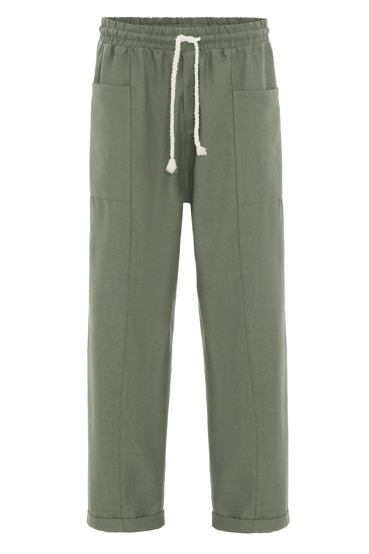 Yan Cepli Baggy Keten Pantolon