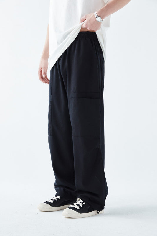 Yan Cep Detalı Baggy Keten Pantolon