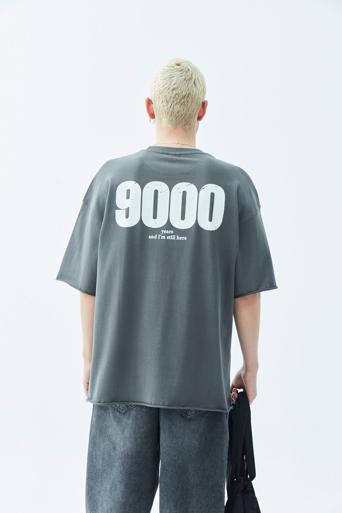 9000 Baskılı Oversize Tişört -Ekru