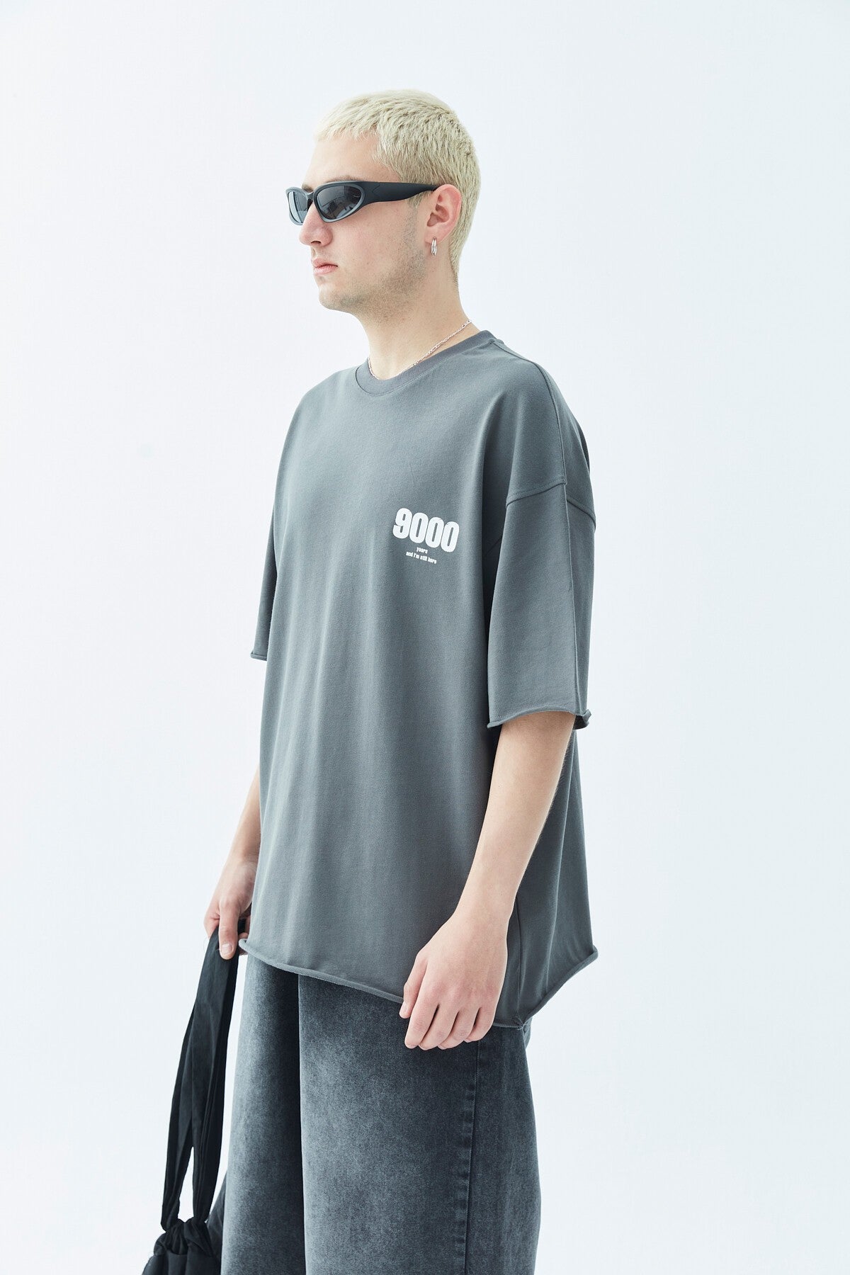 9000 Baskılı Oversize Tişört -Ekru