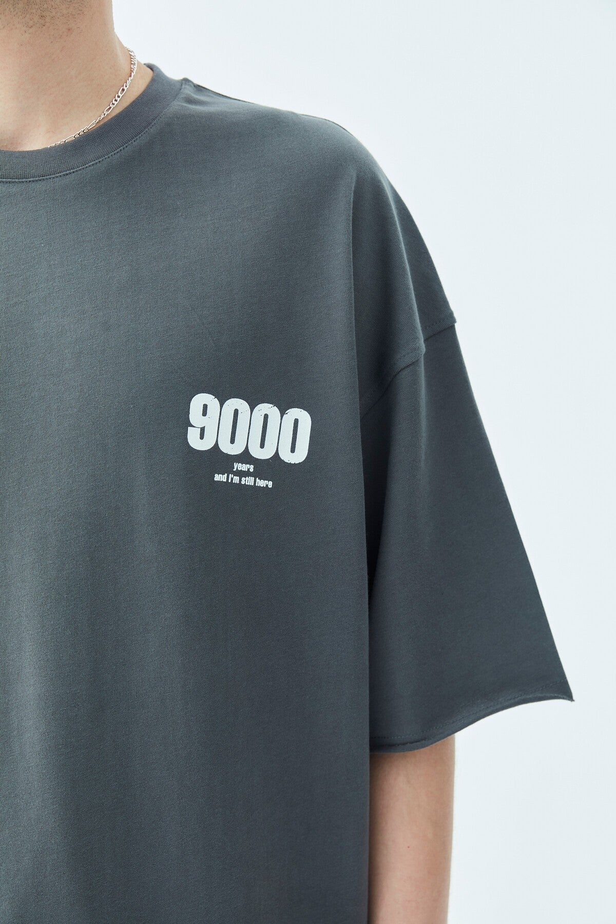9000 Baskılı Oversize Tişört -Ekru