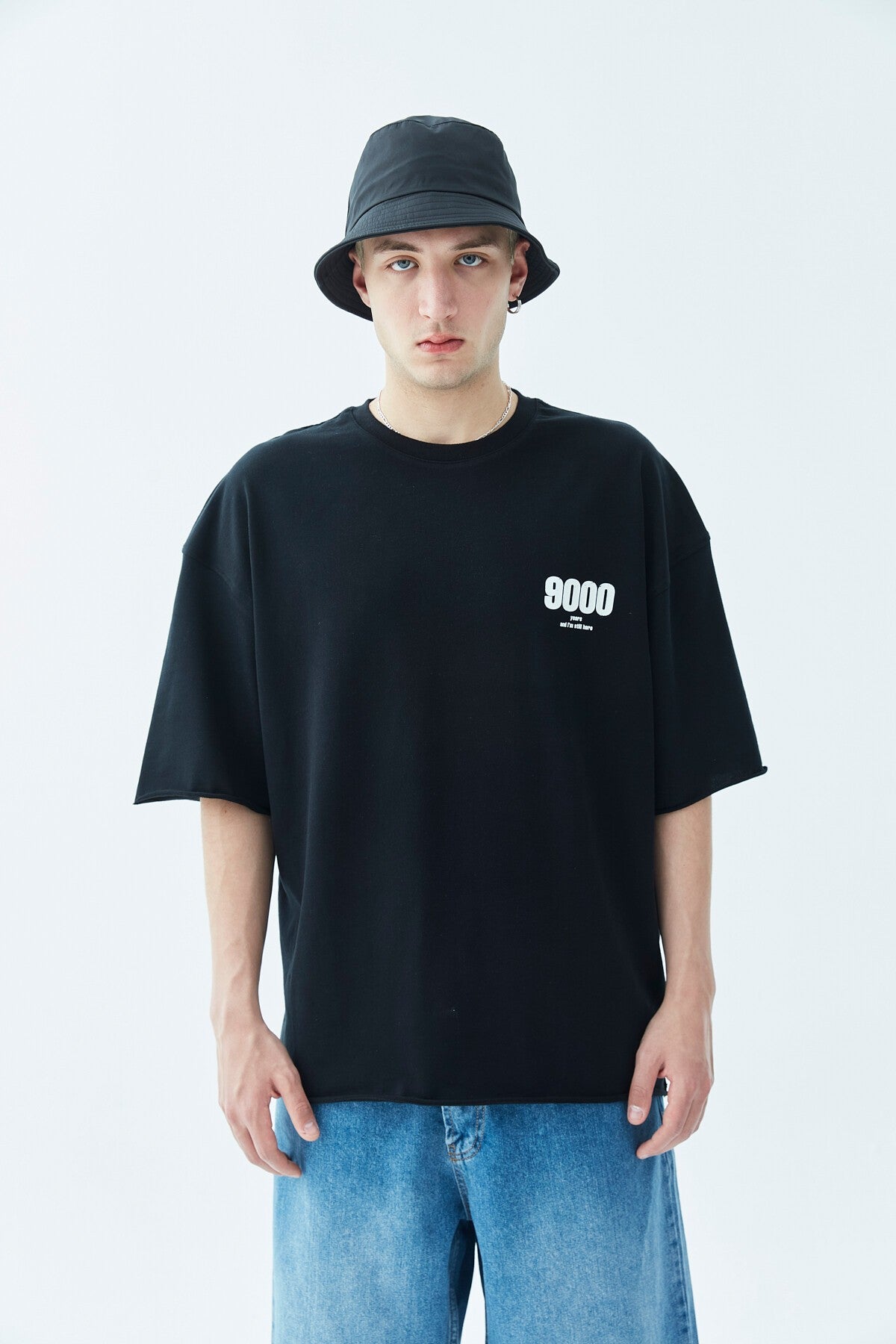9000 Baskılı Oversize Tişört -Ekru