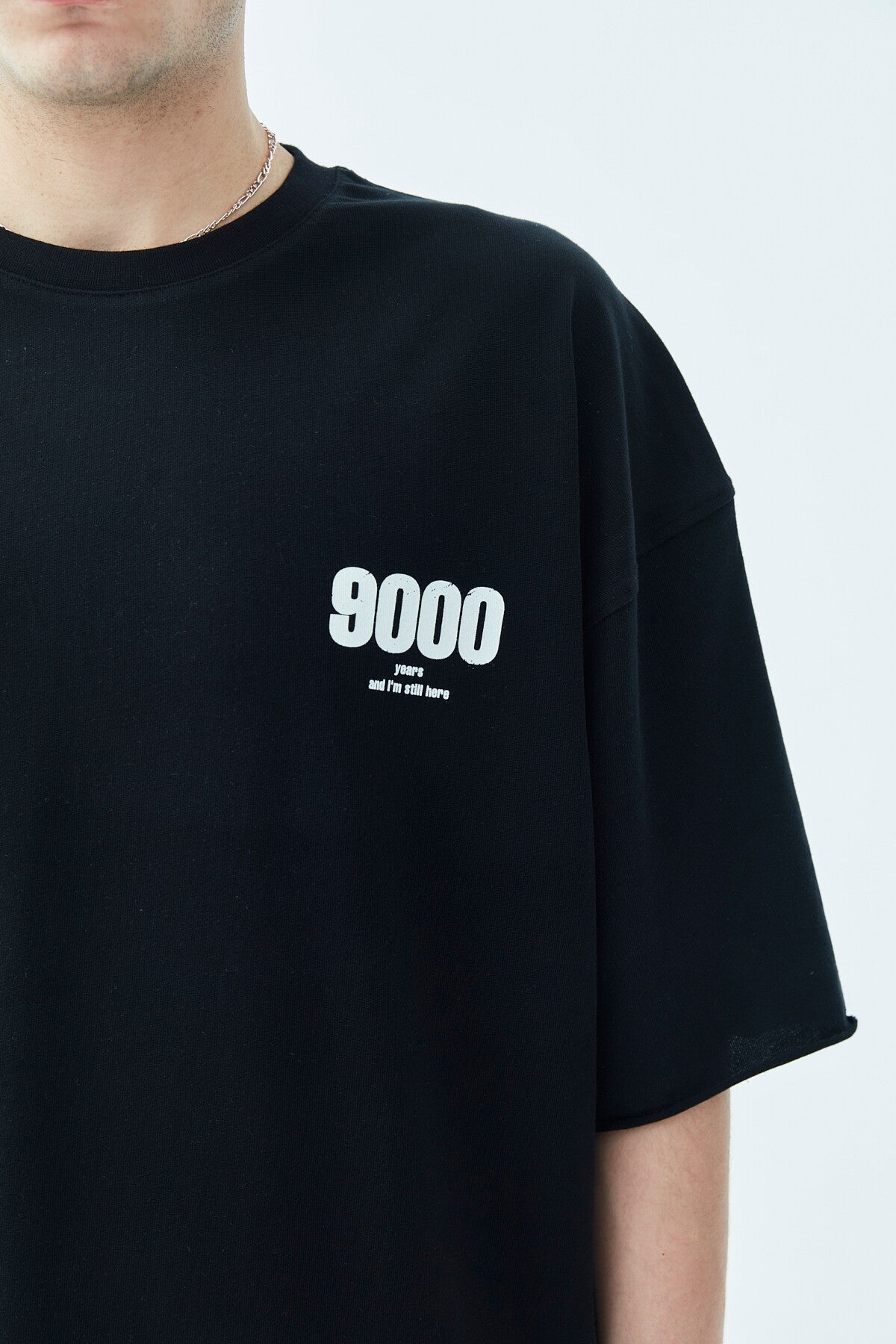 9000 Baskılı Oversize Tişört -Ekru