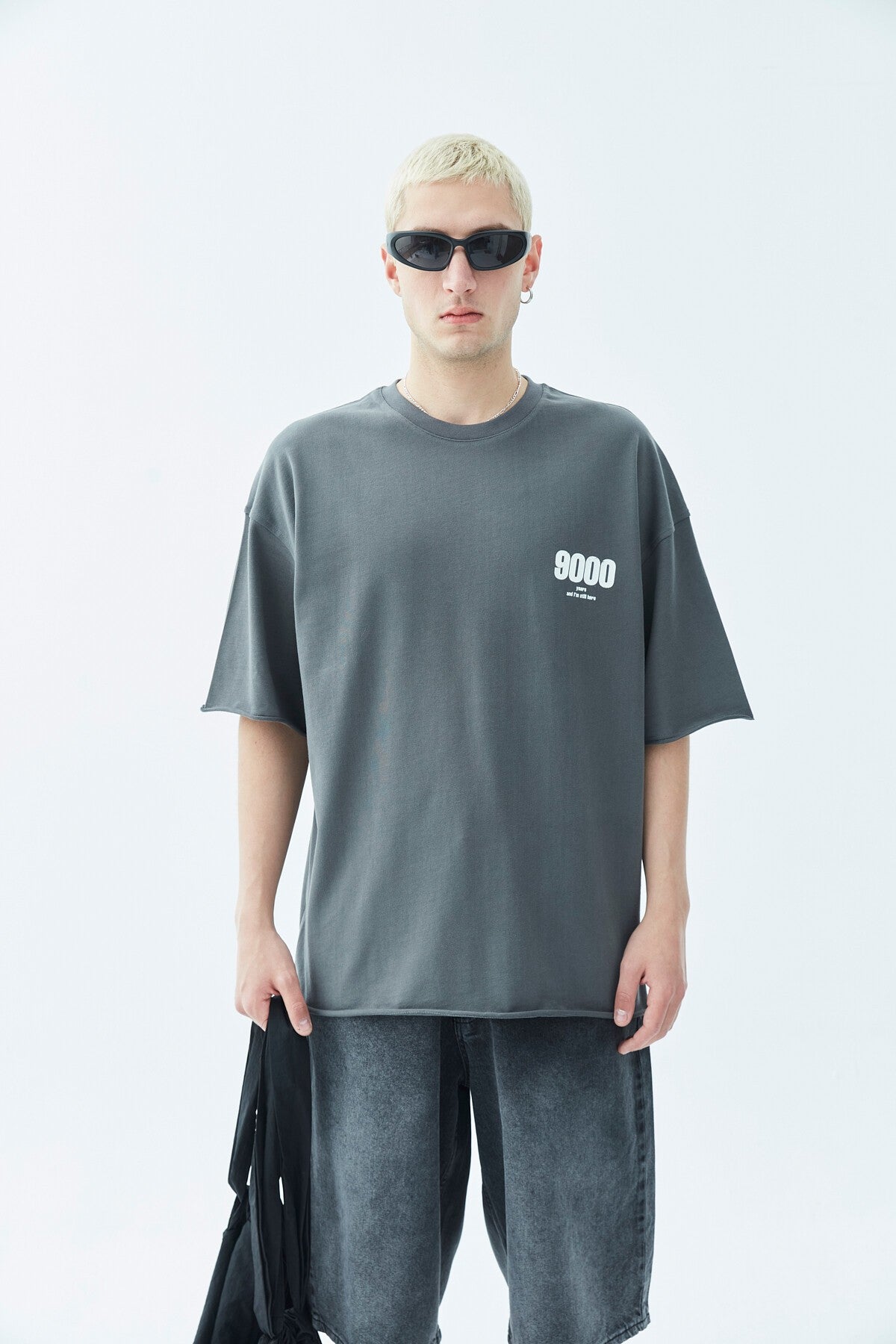 9000 Baskılı Oversize Tişört -Ekru