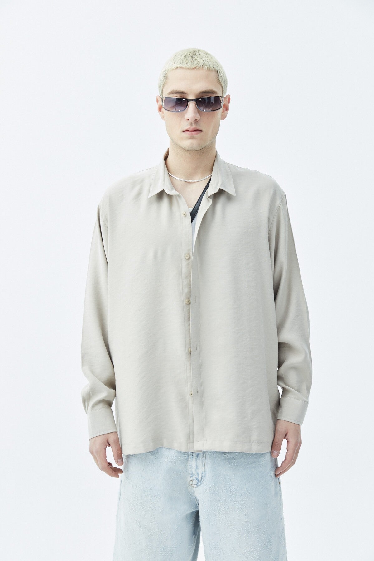 Basic Oversize Uzun Kollu Modal Karışımlı Gömlek