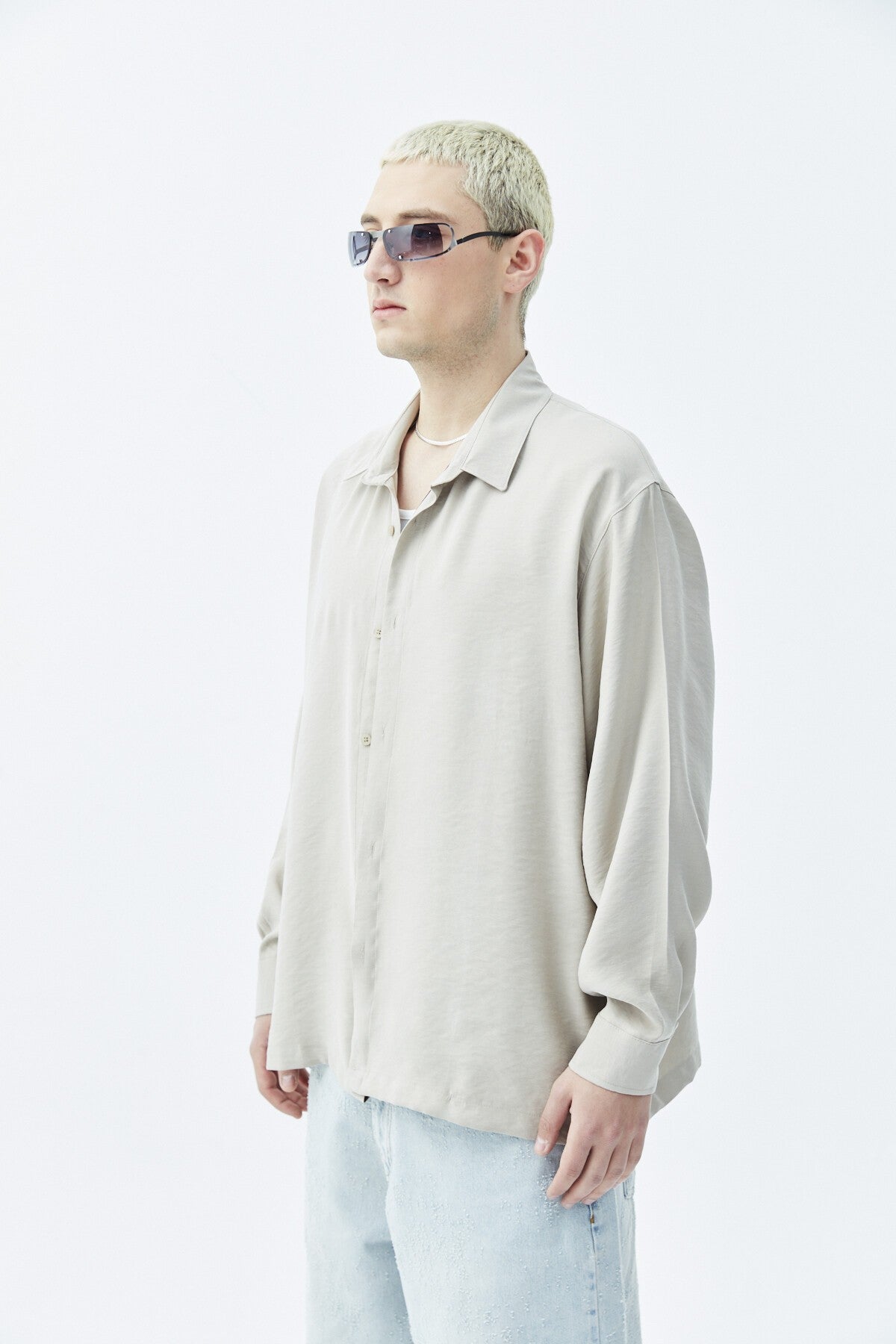 Basic Oversize Uzun Kollu Modal Karışımlı Gömlek