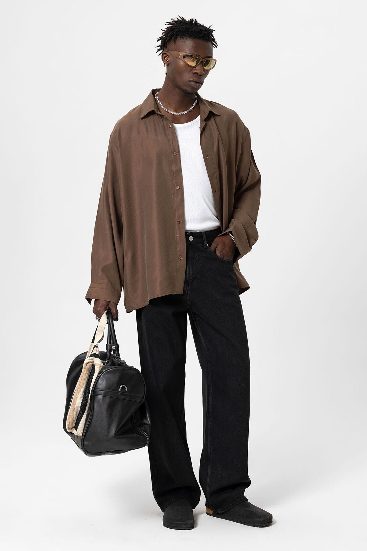 Basic Oversize Uzun Kollu Modal Karışımlı Gömlek