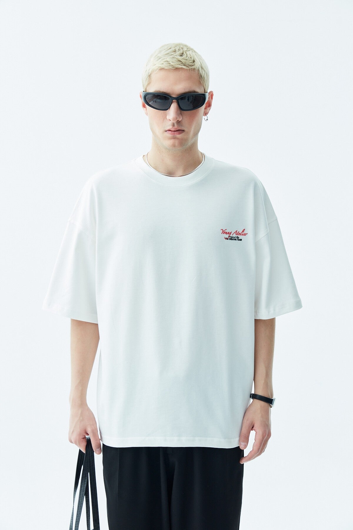 Baskılı Oversize Tişört-Açık Gri