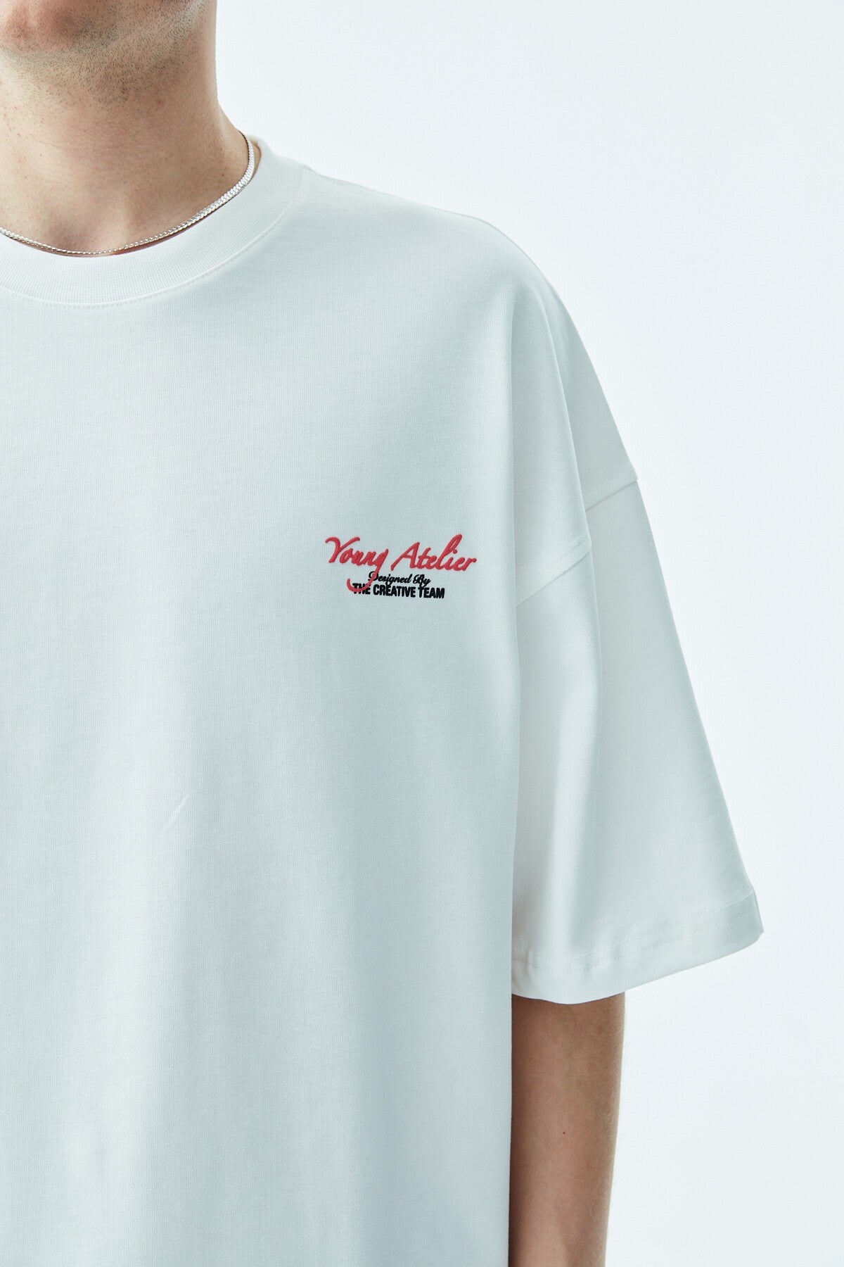 Baskılı Oversize Tişört-Açık Gri