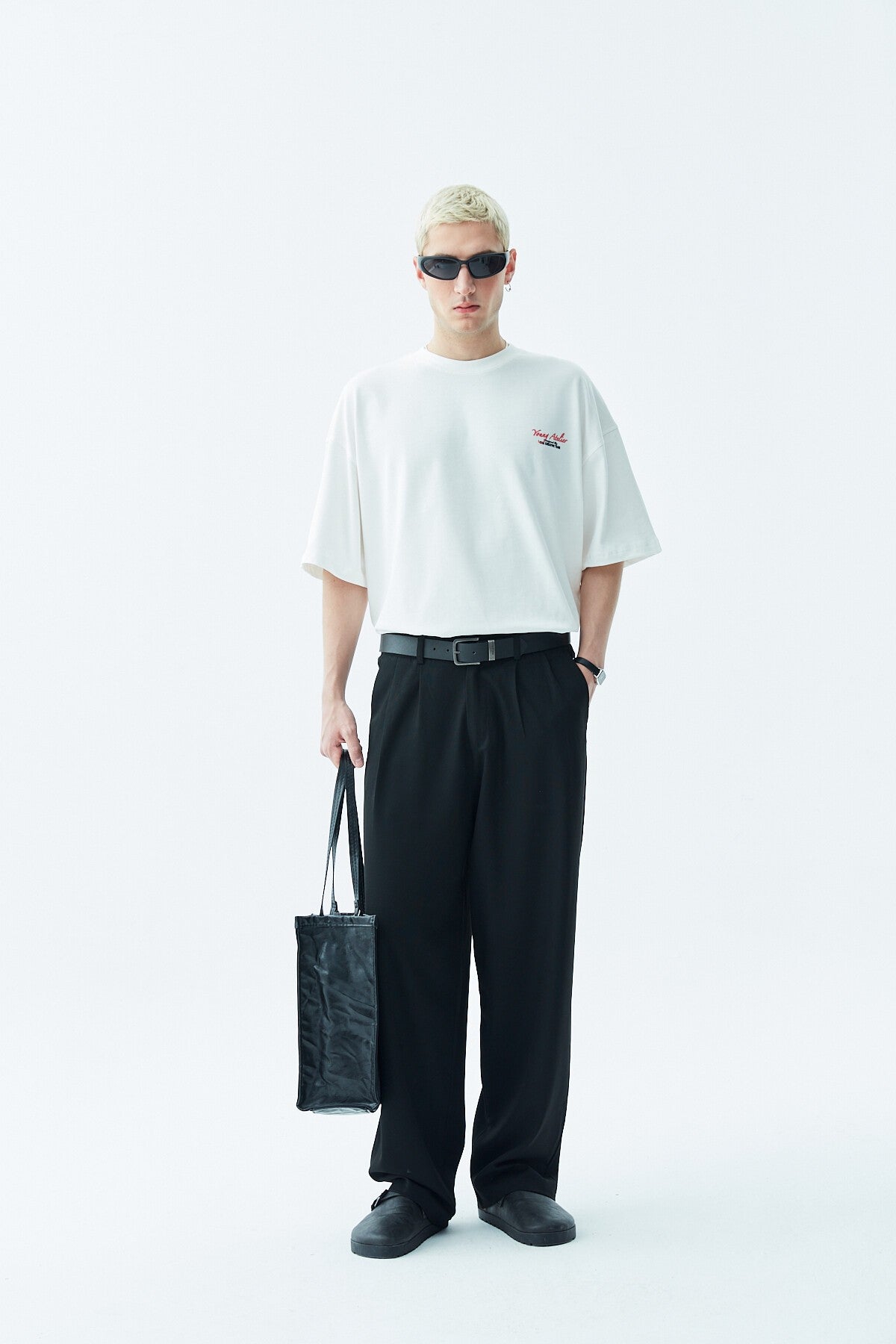 Baskılı Oversize Tişört-Açık Gri