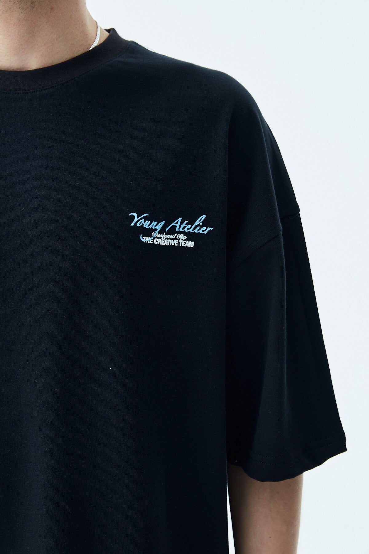 Baskılı Oversize Tişört-Açık Gri