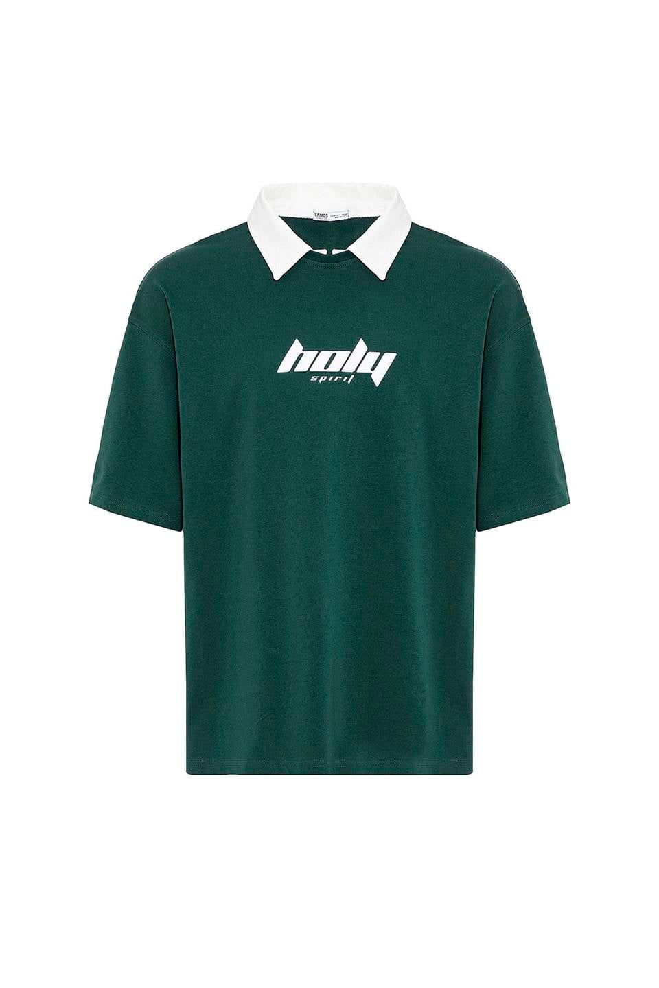 Polo Yaka Oversize Baskılı Tişört